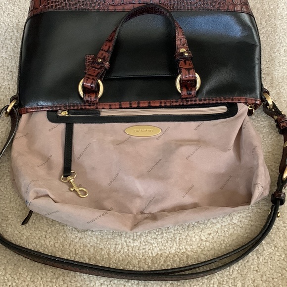 Brahmin Asher Satchel Tote Black Brown Crocodile Embossed Leather Purse - Picture 17 of 17